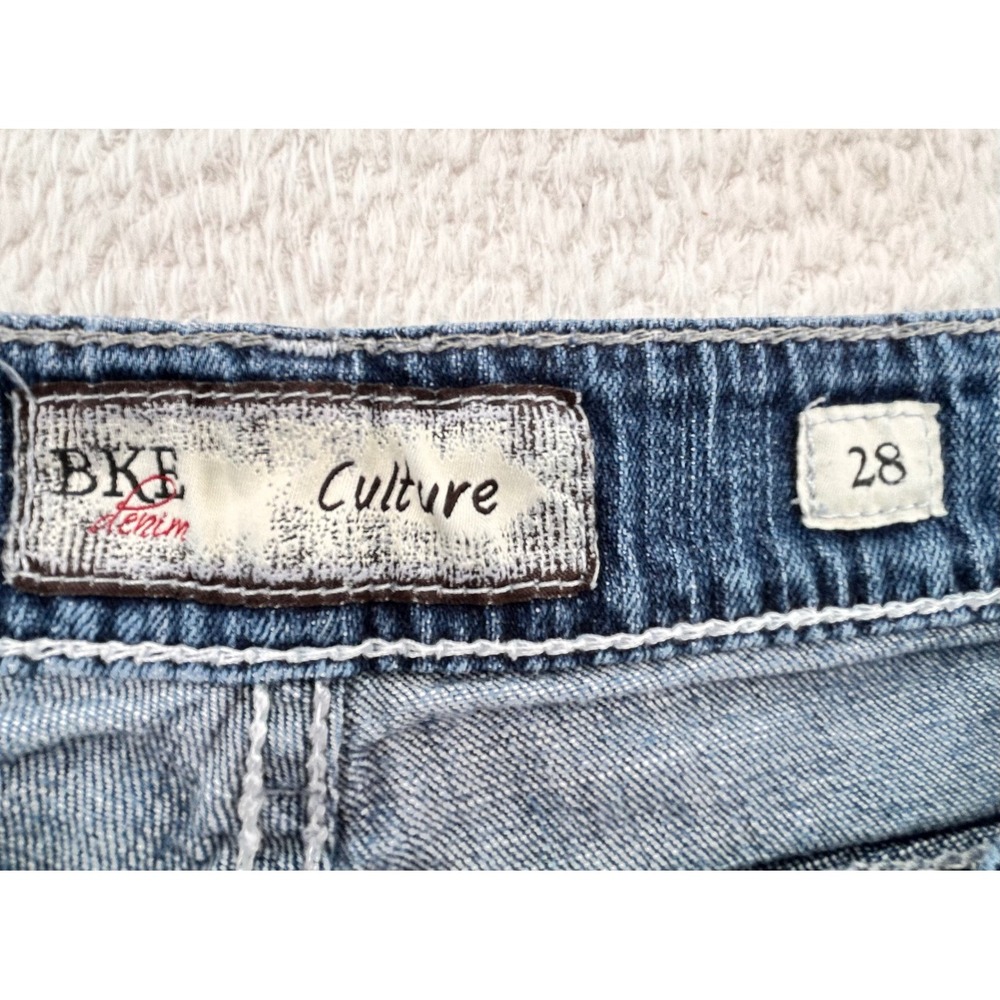 BKE Culture Womens 28 Straight Leg Jeans Medium Wash Rhinestone Embellished